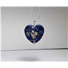 Image 1 : 16)  ROYAL BLUE SEA SEDIMENT HEART PENDANT