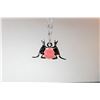 Image 1 : 15)  ROUND CORAL/PINK CAT'S EYE PENDANT
