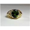 Image 1 : 11)  PERIDOT GREEN OVAL CZ RING SET IN