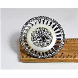 18)  VINTAGE ROUND SILVER TONE WITH