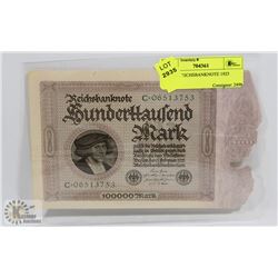 100,000 REICHSBANKNOTE 1923