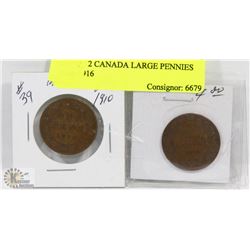 LOT OF 2 CANADA LARGE PENNIES 1910, 1916