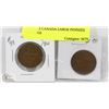 Image 1 : LOT OF 2 CANADA LARGE PENNIES 1910, 1916