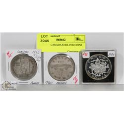 LOT OF 3 CANADA $1SILVER COINS
