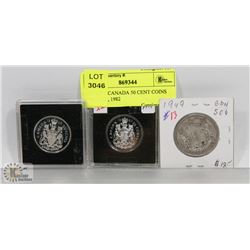 LOT OF 3 CANADA 50 CENT COINS 1994, 1949, 1982