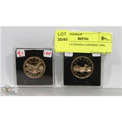 LOT OF 2 CANADA LOONIES 1994, 1997