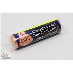 SEALED ROLL OF CANADAS LAST ONE CENT COINS, COPPER