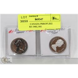 LOT OF 2 CANADA PROOF LIKE QUARTERS 1980,1981