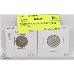LOT OF 2 CANADA 10 CENT COINS 1920, 1940