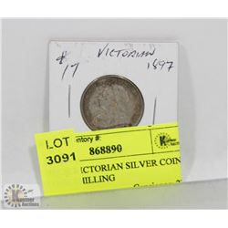 ANTIQUE VICTORIAN SILVER COIN 1897 ONE SHILLING