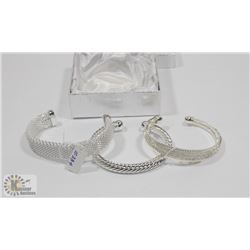 NEW 3PC SILVER PLATED WOMENS BANGLE BRACELETS