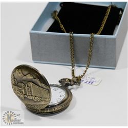 NEW BRONZE POCKET WATCH SEMI TRUCK FACE BRONZE