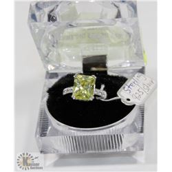 NEW STERLING 925/SILVER RING SIZE 7 YELLOW STONE