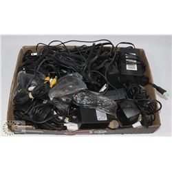 FLAT OF ASSORTED CHARGERS AND OTHER CABLES
