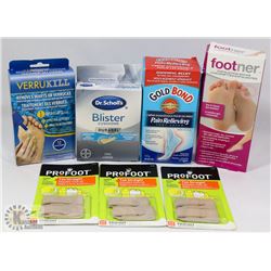 BAG OF ASSORTED FOOT CARE PRODUCTS