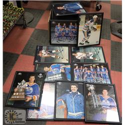 BOX OF 17 VINTAGE OILERS 12" X 15" PHOTOS IN FRAME