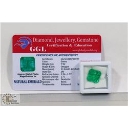 #65-NATURAL GREEN EMERALD GEMSTONE 7.92CT