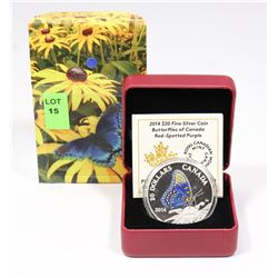 2014 RCM $20 FINE SILVER COIN: BUTTERFLIES OF