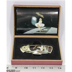 MARILYN MONROE COLLECTOR KNIFE WITH CASE.