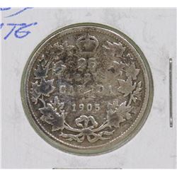 KEY DATE 1905 EDWARD VII 25 CENT COIN