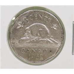 SCARCE 1962 CANADIAN DOUBLE DATE 5 CENT COIN