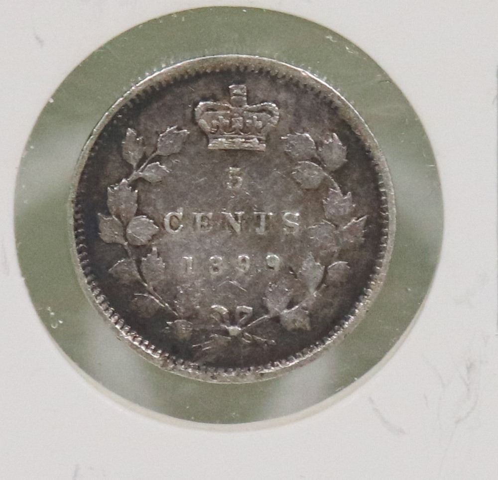 1899 CANADIAN QUEEN VICTORIA 5 CENT COIN