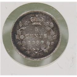 1899 CANADIAN QUEEN VICTORIA 5 CENT COIN