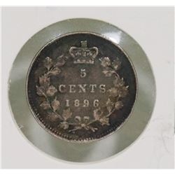 1896 CANADIAN QUEEN VICTORIA 5 CENT COIN