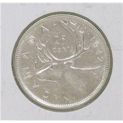 1942 GVI 25 CENT COIN