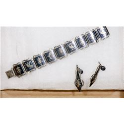 VINTAGE SIAM SLIVER BRACELET & EARRING SET -