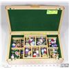 Image 1 : WOODEN BOX WITH COLLECTION OF LAPEL PINS