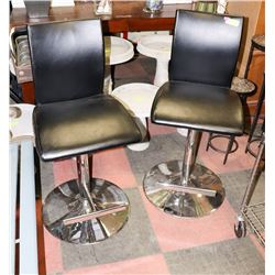 PAIR OF BLACK WITH CHROME BASED CHAIRS