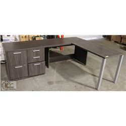 GREY LEFT HAND CABINET L SHAPE DESK ON CHOICE