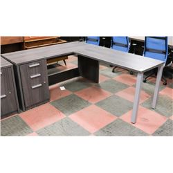 GREY LEFT HAND CABINET L SHAPE DESK