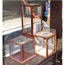 LOT OF 5 GLASS AND WOOD DISPLAY CASES