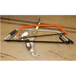 RATCHET PULLER AND 2 WOOD SAWS