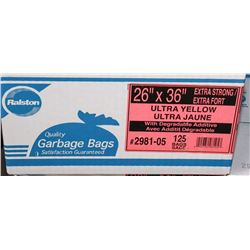 CASE WITH 125-  26"X36" YELLOW GARBAGE BAGS