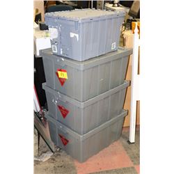 LOT OF 3 LRG & 1 MED FOLDING TOP COMMERCIAL TOTES