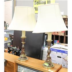 VINTAGE PAIR OF BRASS WITH ACCENT LAMPS
