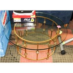 ROUND METAL AND GLASS COFFEE TABLE 36" DIAMETER