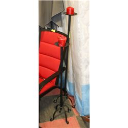 2 TALL BLACK CANDLE HOLDERS 40" & 50" TALL