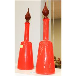 PAIR OF RED VASES