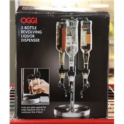 OGGI 3 BOTTLE REVOLVING LIQUOR DISPENSER NEW
