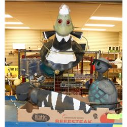 3 METAL GARDEN CREATURES - TURBLE, FROG & BEE