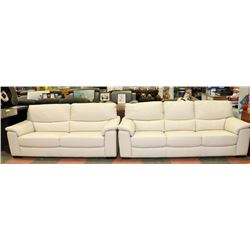 NEW OFF WHITE GENUINE LEATHER 87" SOFA W/ 79"