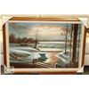 Image 1 : LOG CABIN SCENE OIL ON CANVAS SIGNED STEWART