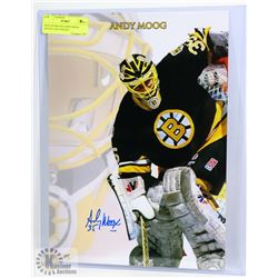 BOSTON BRUINS ANDY MOOG SIGNED 10X14 PHOTO