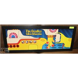 FRAMED BEATLES YELLOW SUBMARINE PICTURE 15" X 30"