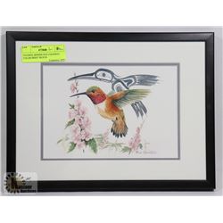 FRAMED, SIGNED SUE COLEMAN COLOR PRINT 'RUFUS