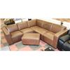 Image 1 : NEW BROWN RUSTIC LEATHER SECTIONAL WITH OTTOMAN
